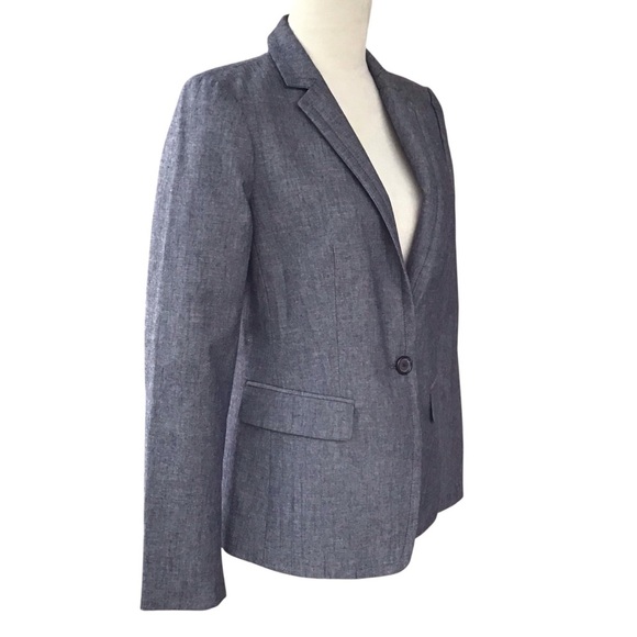 J. Crew Blue Gray Chambray Blazer Lined Size 4 - Picture 4 of 7